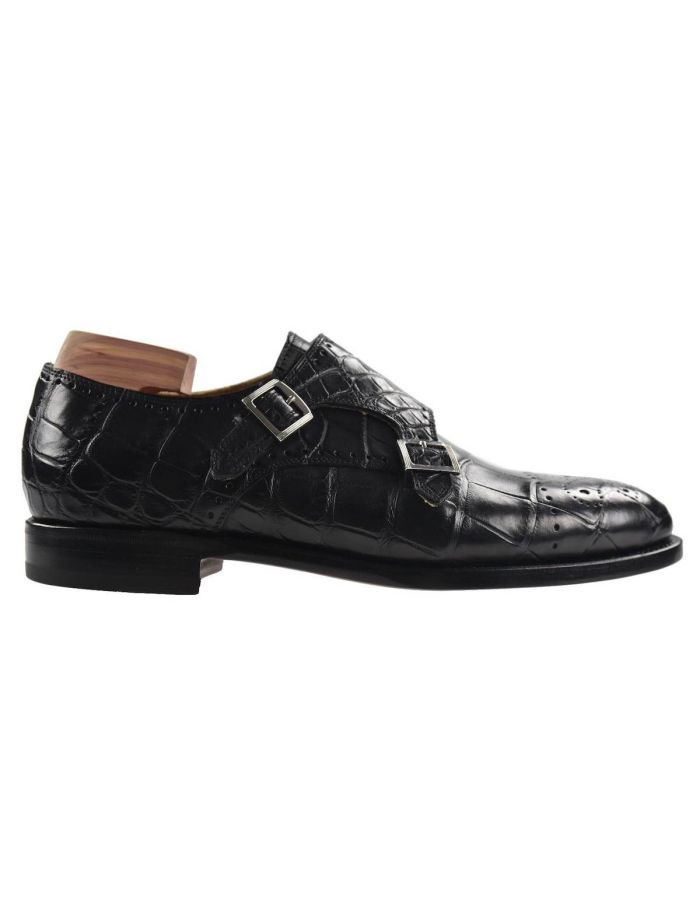 Kiton crocodile-effect leather sandals - Black