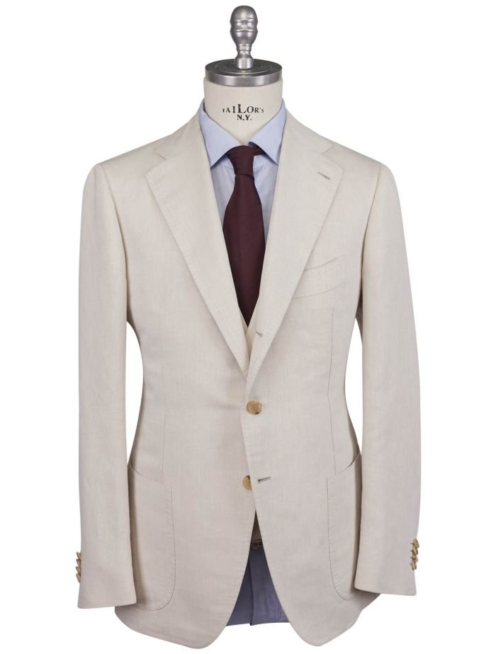Cesare Attolini White Linen Cotton Suit 3 Pieces | IsuiT