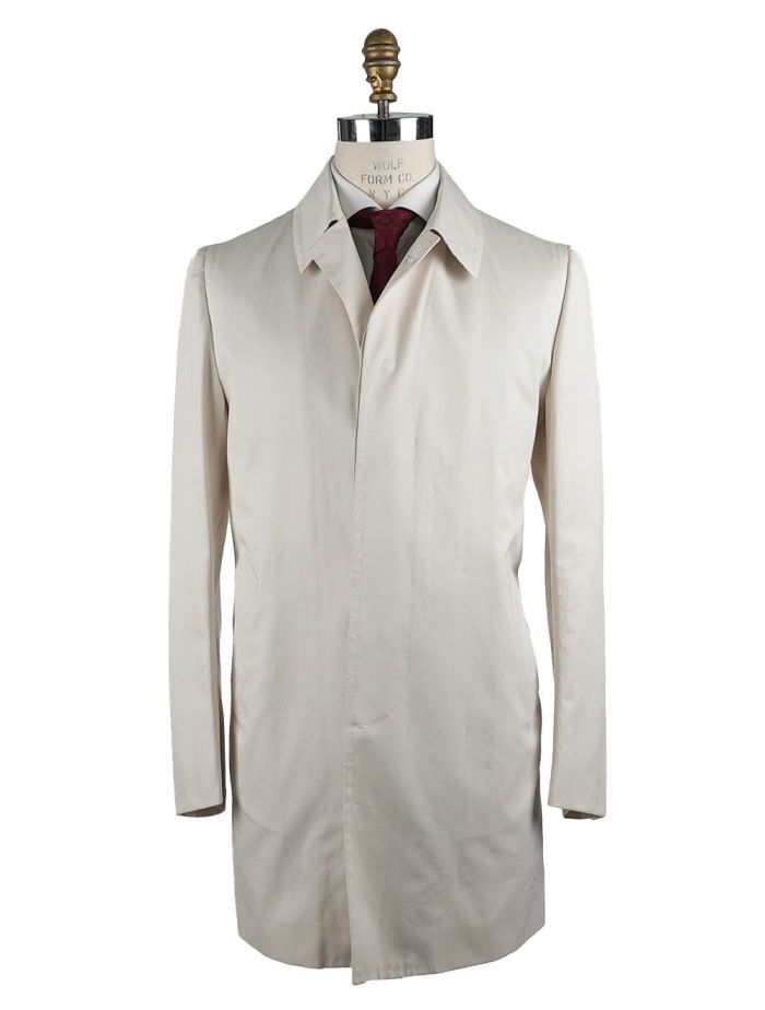 Cesare Attolini White Cotton Overcoat