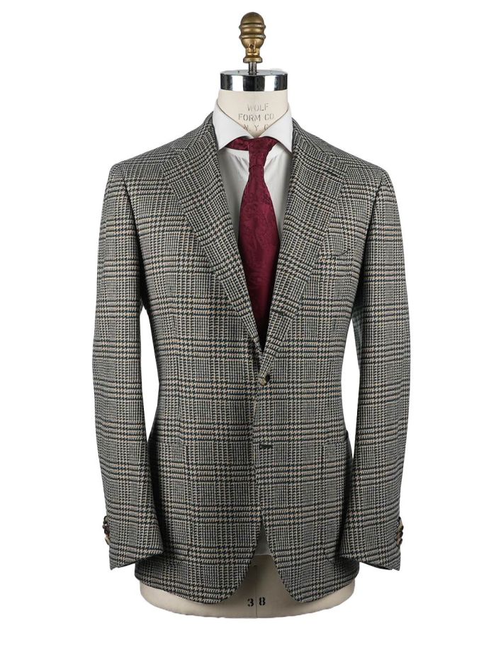 Cesare Attolini Green Beige Lambswool Blazer