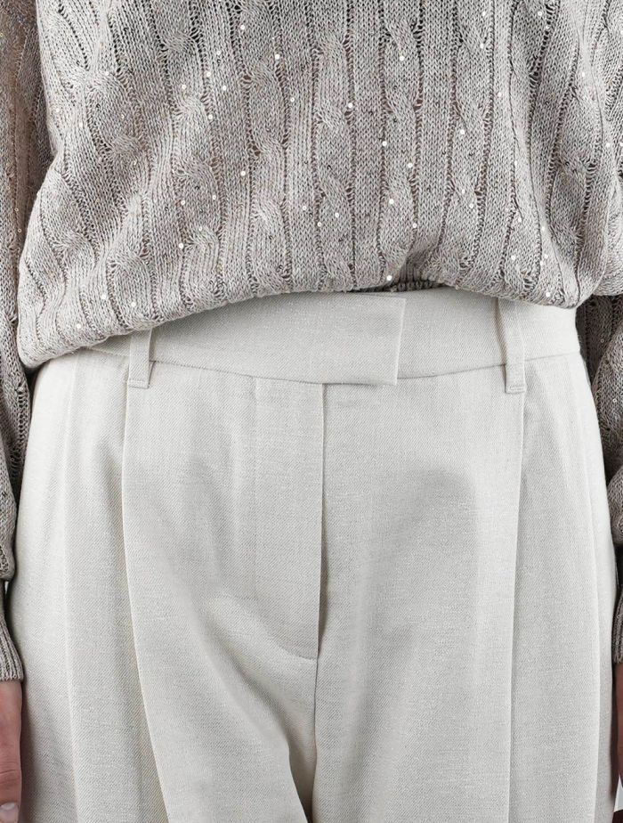 Brunello Cucinelli Beige Cotton Viscose Pl Pa Pants Woman | IsuiT