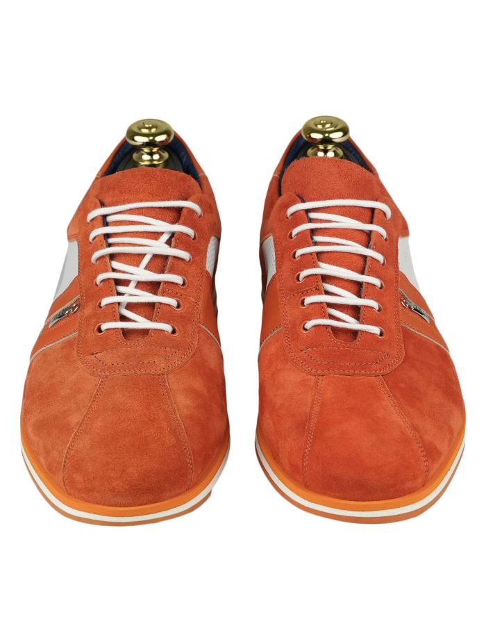 Zilli Orange Leather Suede Sneakers | IsuiT