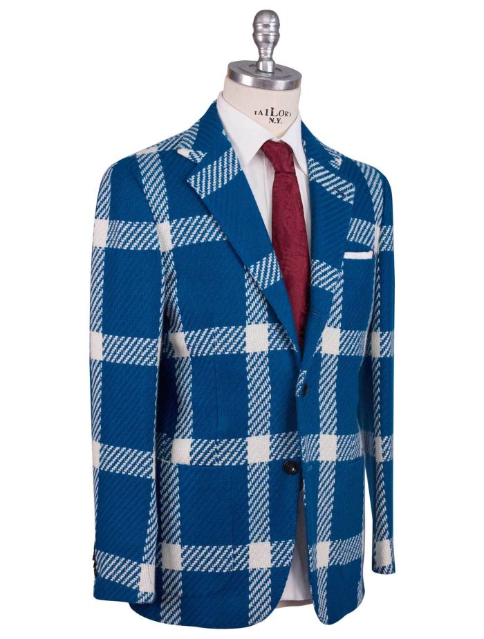 Kiton Blue White Cashmere Blazer | IsuiT