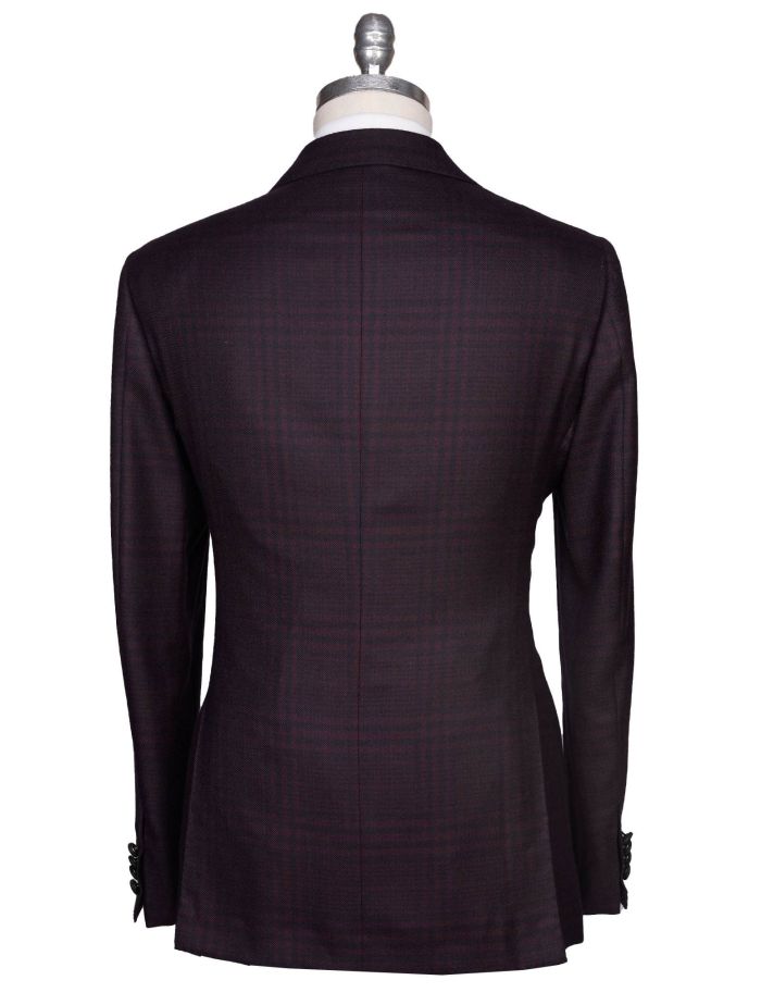 Kiton Burgundy Black Cashmere Double Breasted Smoking Blazer | IsuiT