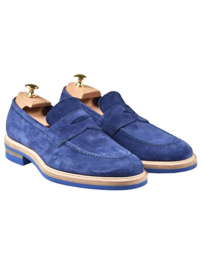 KITON Blue Leather Suede Shoes | IsuiT