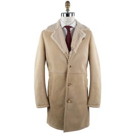 Cesare Attolini Beige Leather Sheepskin Coat | IsuiT