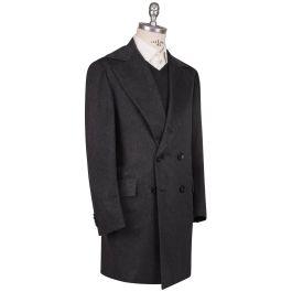 Kiton Dark Gray Cashmere Double Breasted Overcoat | IsuiT