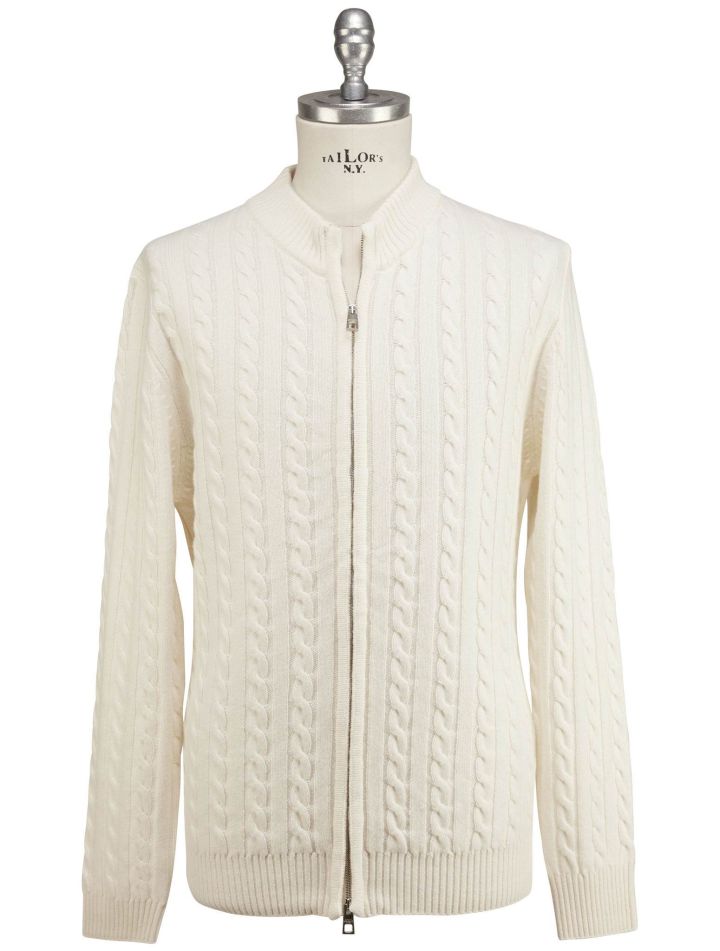 Luigi Borrelli Luigi Borrelli White Wool Cashmere Sweater Full Zip White 000
