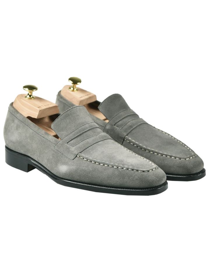 Kiton KITON Gray Leather Suede Shoes Gray 000