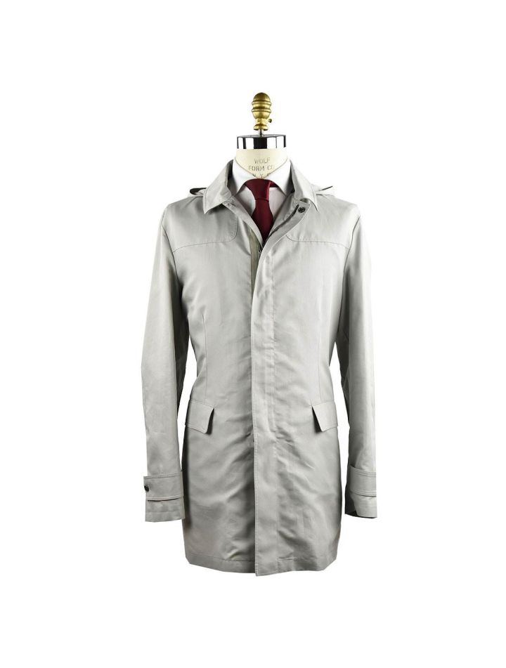 Kiton KITON Grey Cotton Silk Overcoat Gray 000