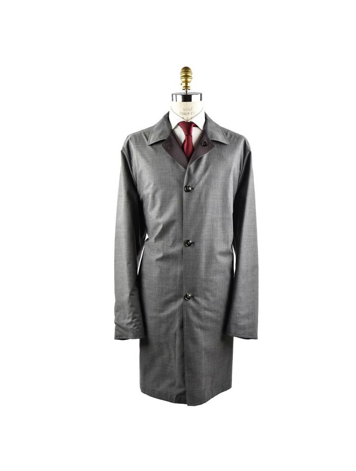 Kiton KITON Grey Brown Cotton Silk Overcoat Gray/Brown 000