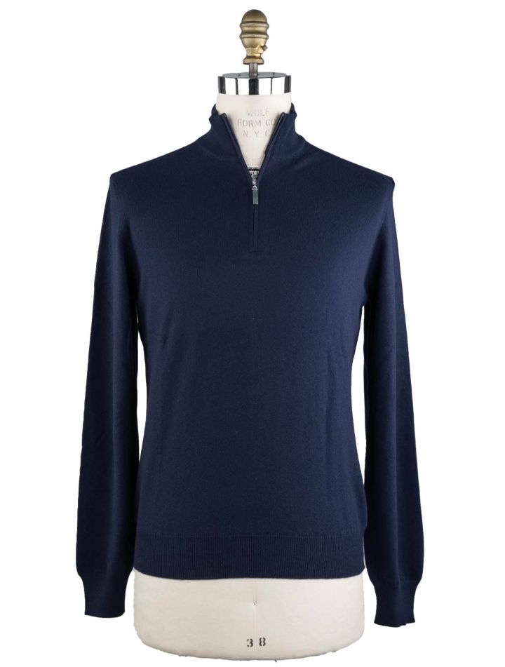 Gran Sasso Gran Sasso Blue Cashmere Sweater Half Zip Blue 000