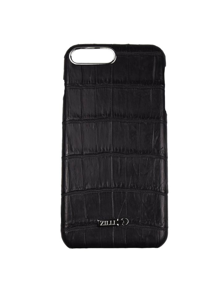 Zilli Zilli Black Leather Crocodile iPhone 7 Plus Cover Black 000