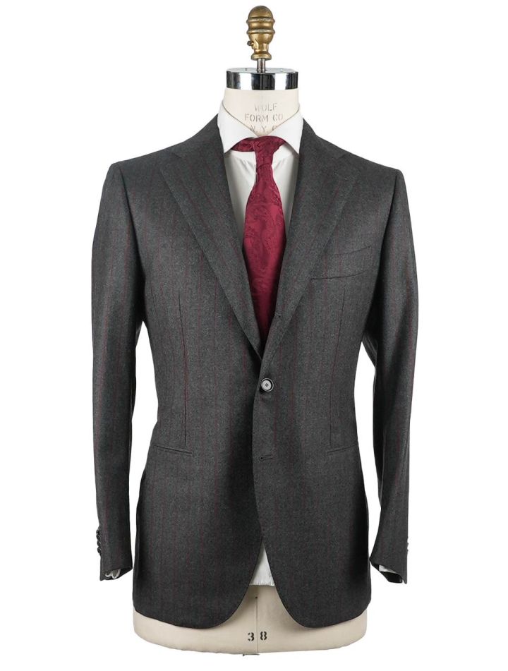 Cesare Attolini Cesare Attolini Gray Burgundy Wool 120's Cashmere Suit Gray / Burgundy 000