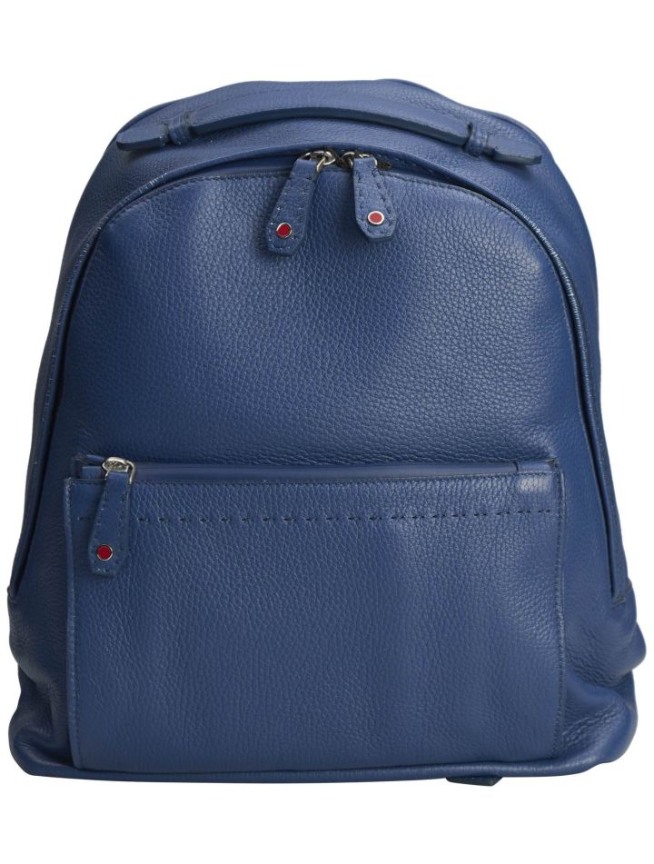Kiton Kiton Blue Leather Backpack Blue 000
