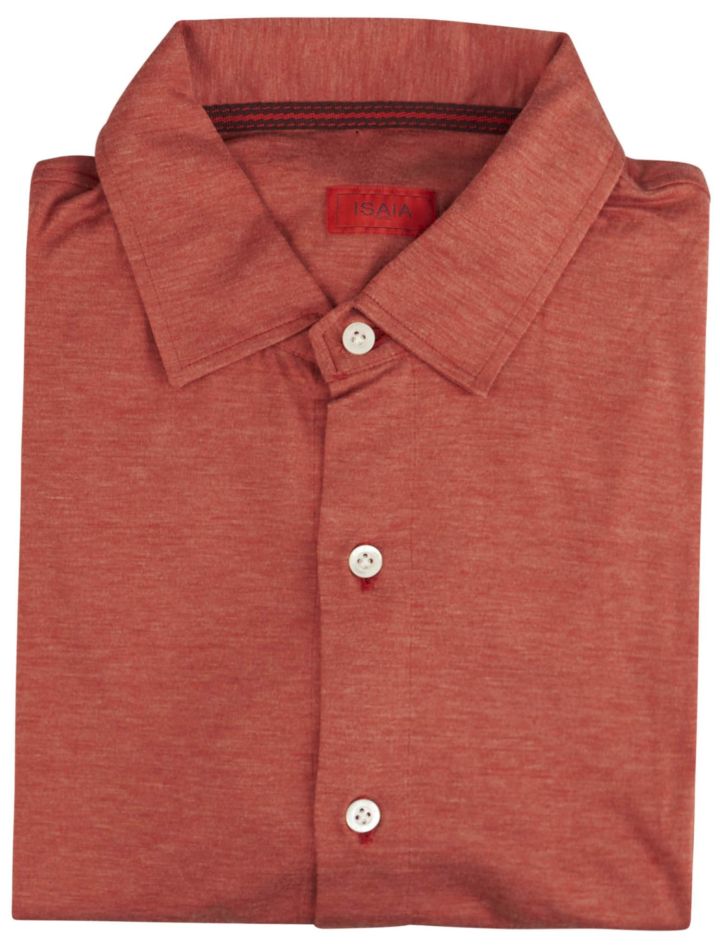 Isaia Isaia Red Silk Cotton Shirt Short Sleeve Red 000