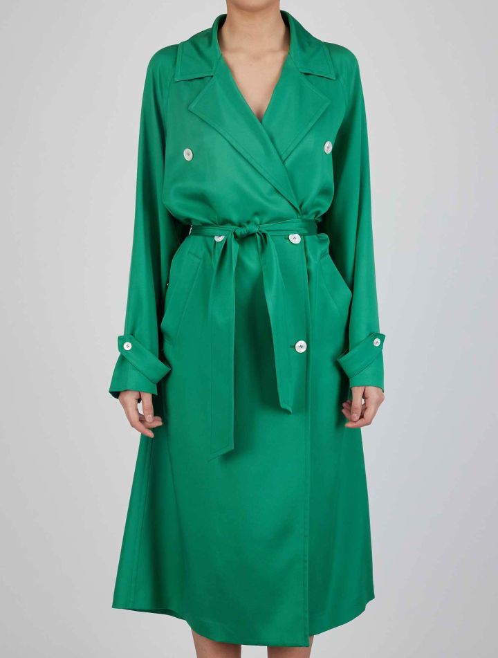 Kiton Kiton Green Silk Ea Overcoat Green 000
