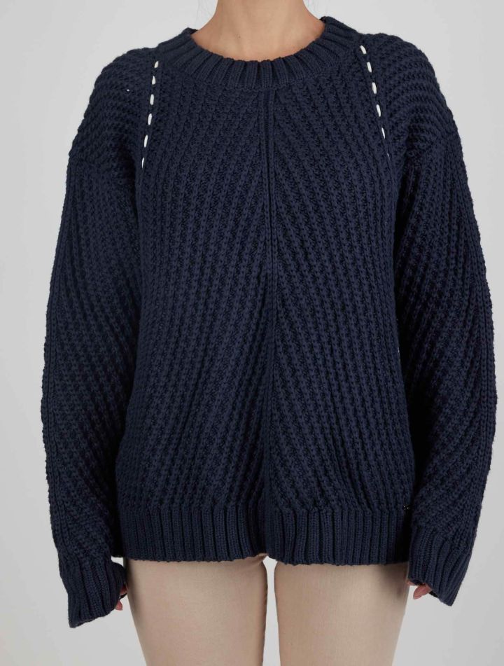 Kiton Kiton Blue Cotton Silk Sweater Crewneck Blue 000