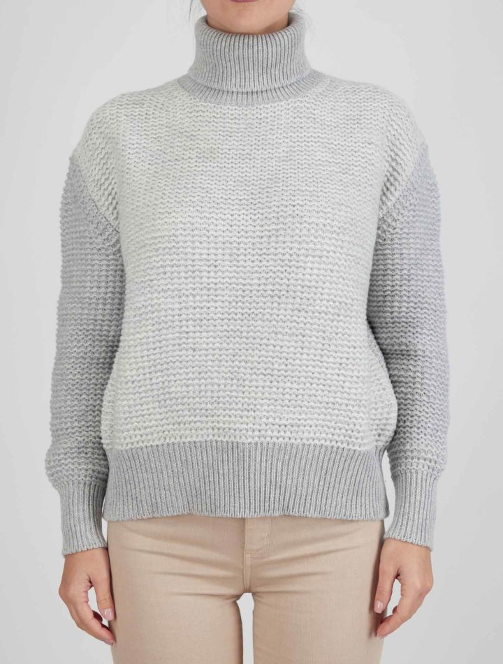Kiton Kiton Gray White Cashmere Sweater Turtleneck Gray / White 000