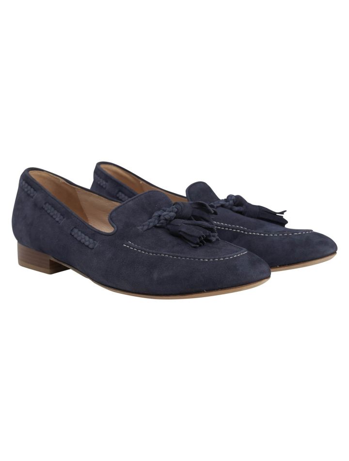Kiton Kiton Blue Leather Suede Loafers Red 000