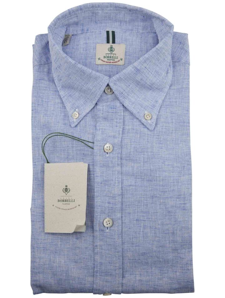 Luigi Borrelli Luigi Borrelli Light Blue Cotton Linen Shirt Light Blue 000