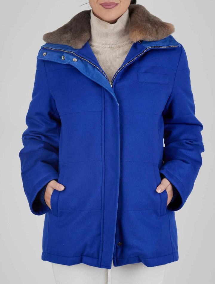 Kiton Kiton Blue Cashmere Collar Fox Coat Blue 000