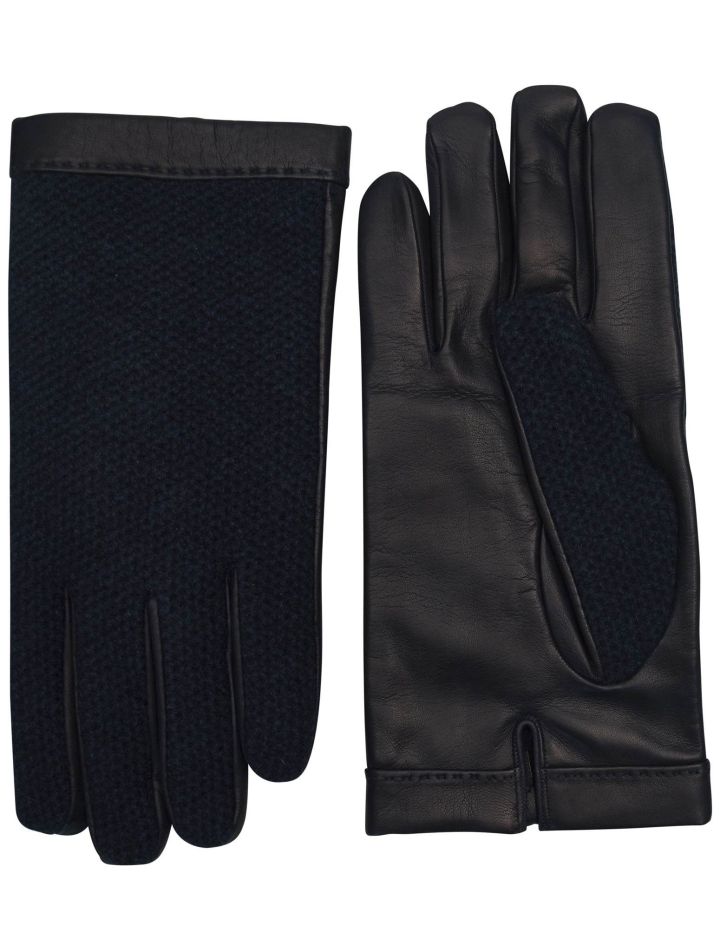 Kiton Kiton Blue Leather Cashmere Gloves Blue 000