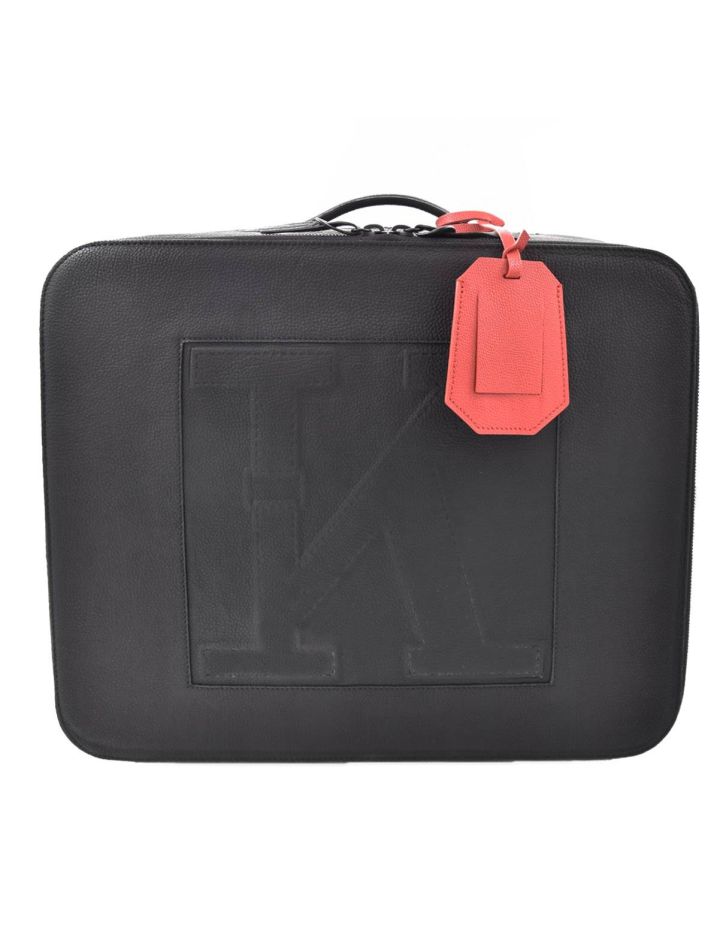 Kiton KITON Black Leather Calfskin Trolley Bag Black 000