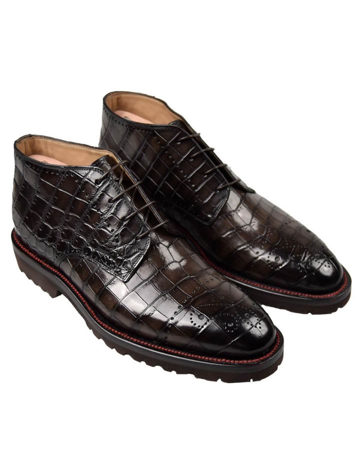 Kiton KITON Brown Leather Crocodile Shoes RAFFAELLO Brown 000