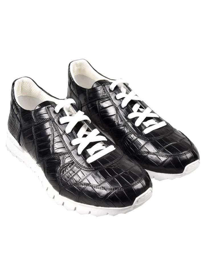 Kiton KITON Black Leather Crocodile Shoes VLAW Black 000