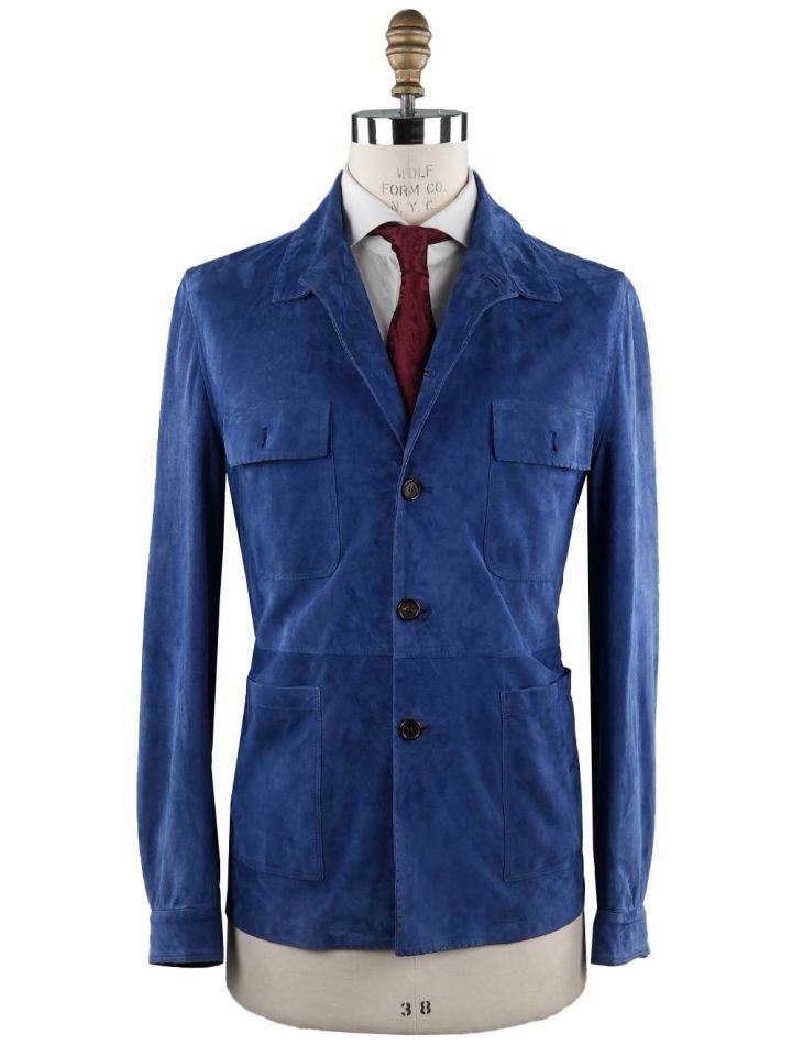 Cesare Attolini Cesare Attolini Blue Leather Suede Coat Blue 000