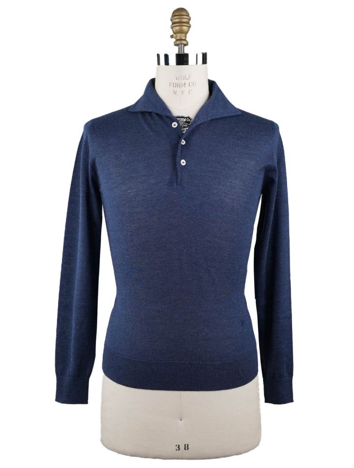 Isaia Isaia Blue Cashmere Sweater Polo Blue 000