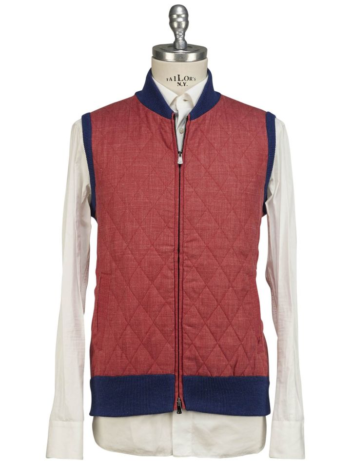 Isaia Isaia Red Blue Wool Silk Linen Vest Red / Blue 000