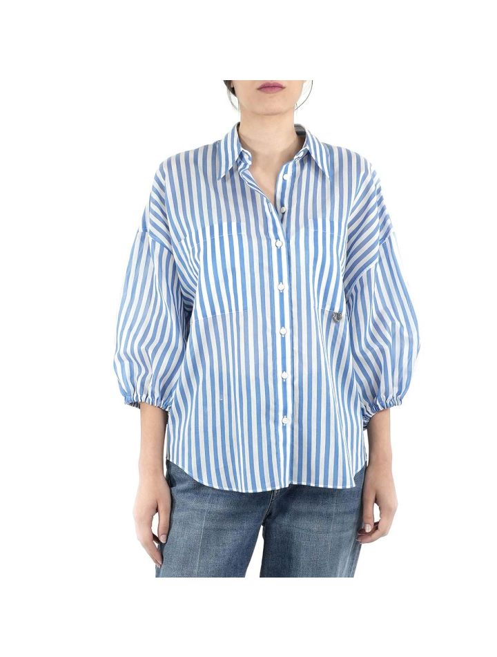 Brunello Cucinelli Brunello Cucinelli Blue White Cotton Silk Shirt Blue/White 000