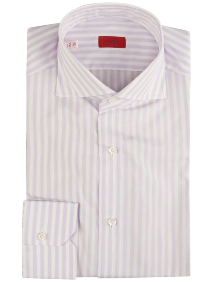 Isaia Isaia Purple White Cotton Linen Shirt Purple / White 000