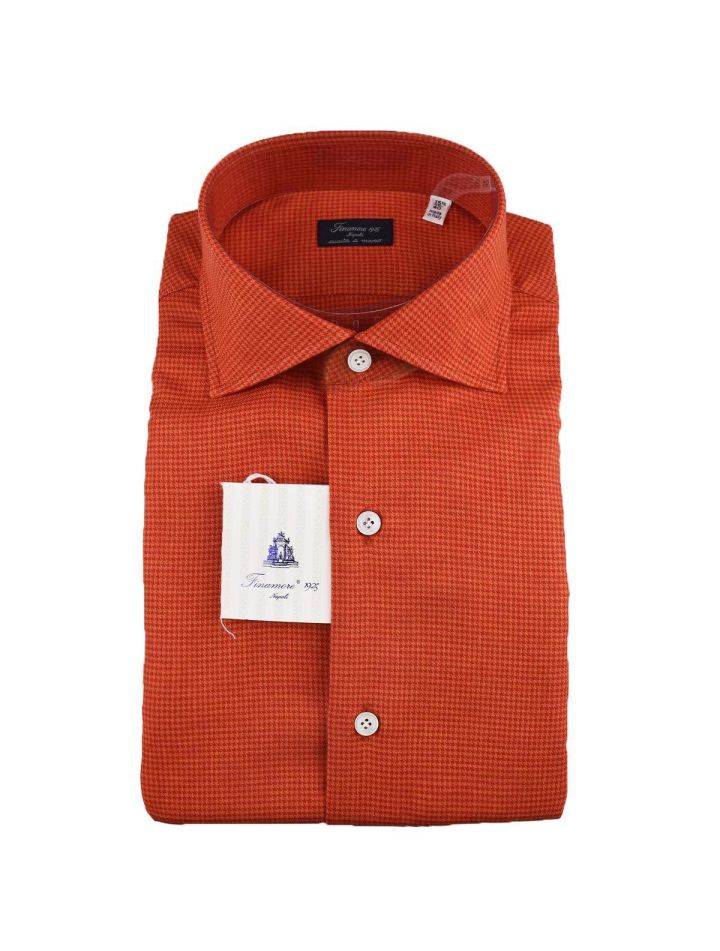 Finamore Finamore Orange Wool Cotton Shirt Orange 000