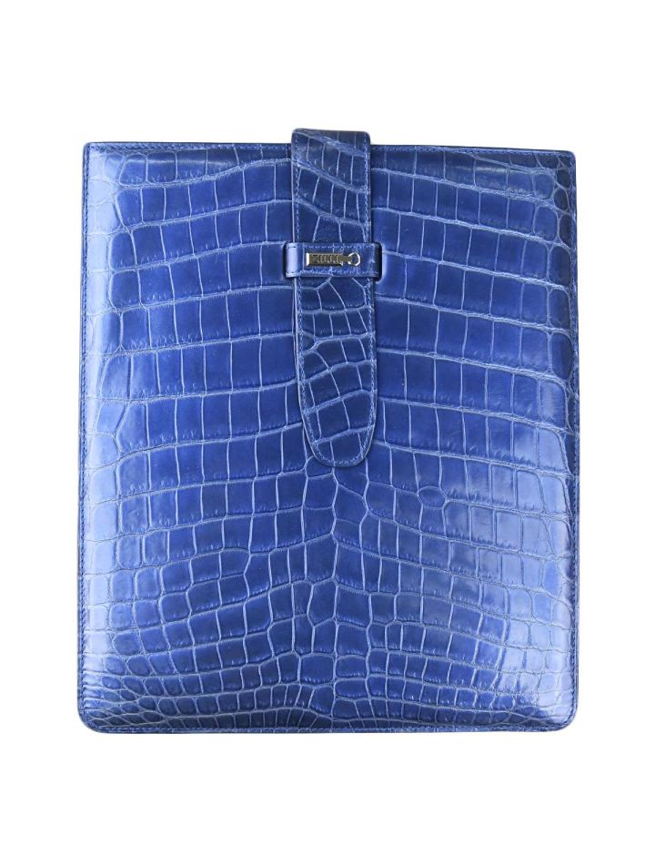Zilli Zilli Blue Leather Crocodile iPad Case Blue 000