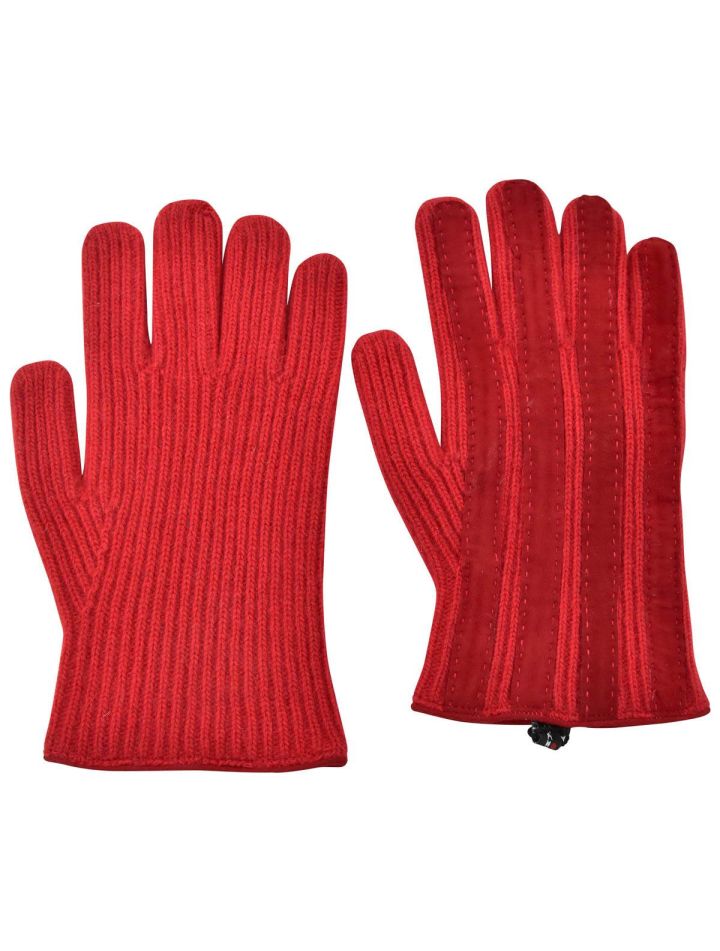 Kiton KITON Red Leather Suede Cashmere Gloves Red 000
