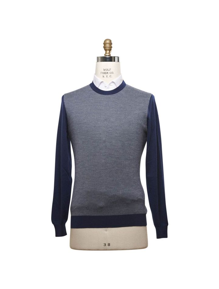 Kiton KITON Blue White Cashmere Silk Sweater Blue/White 000