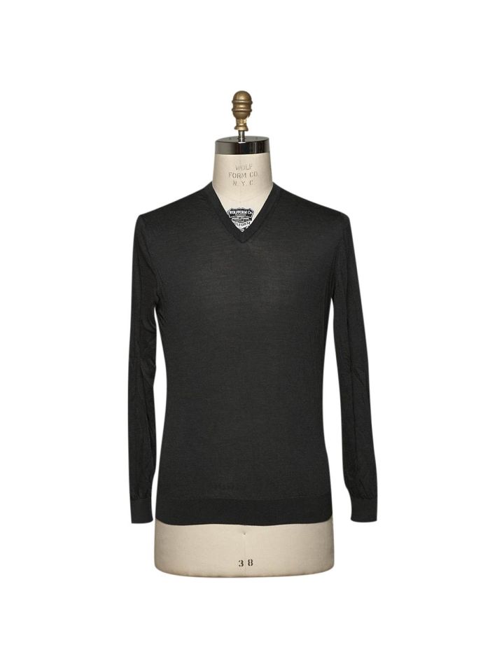 Kiton KITON Dark Gray Silk Sweater V-Neck Dark Gray 000