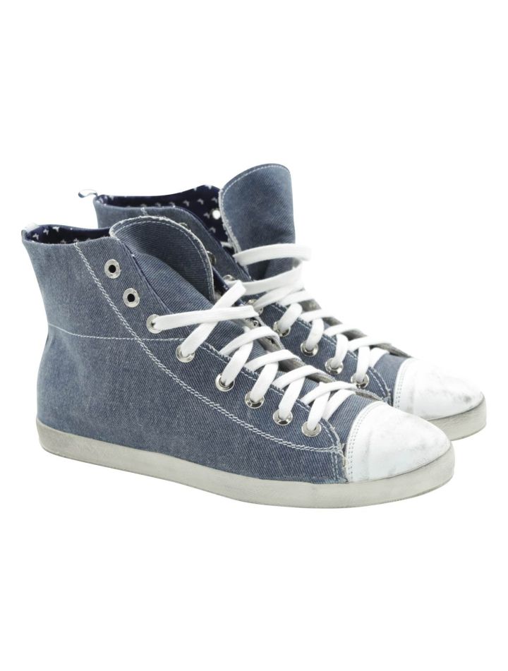 FEFÈ Glamour Pochette Fefè Blue White Cotton Leather Sneakers Blue/White 000