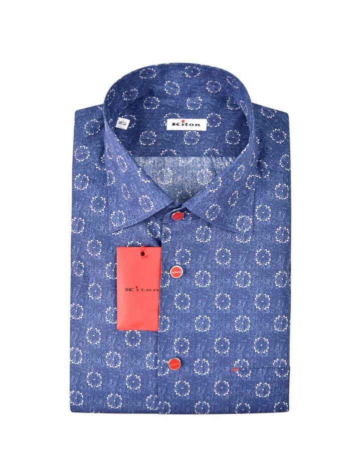 Kiton KITON Blue Gray Cotton Shirt Blue/White 000