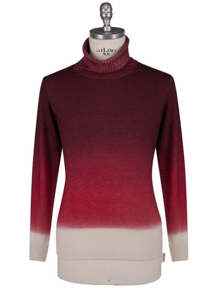 Kiton Kiton Red White Cashmere Silk Sweater Turtleneck Red / White 000