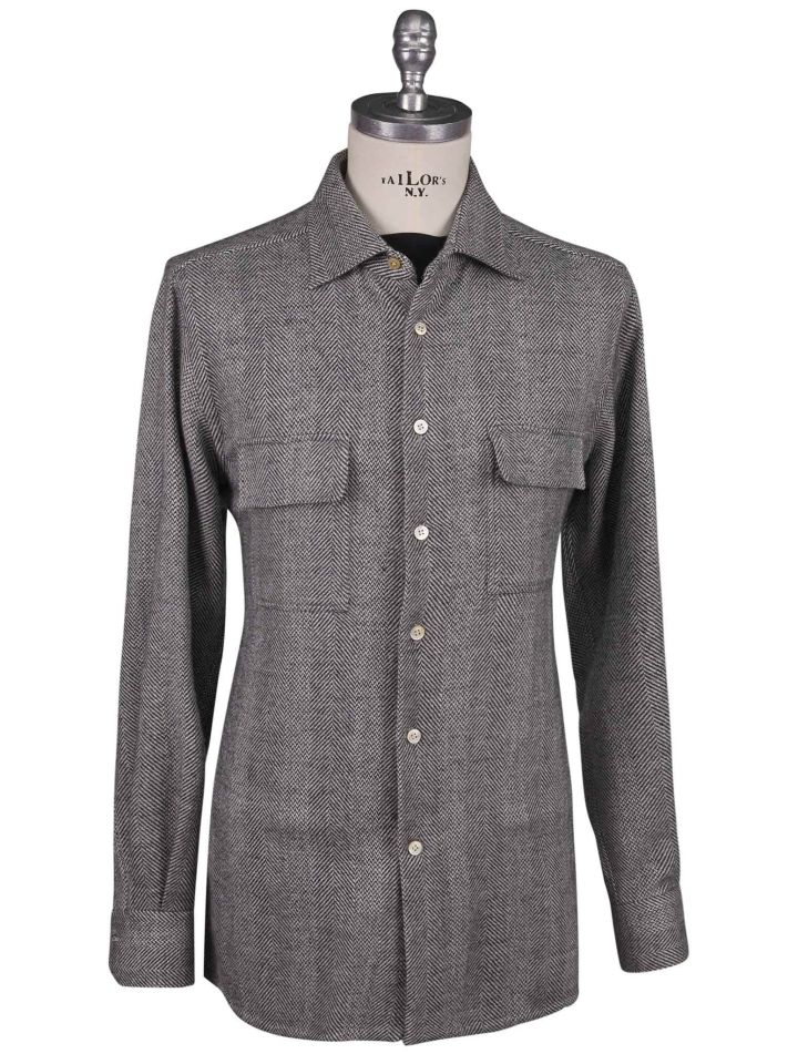 Kiton Kiton Gray Cashmere Virgin Wool Silk Linen Overshirt Gray 000