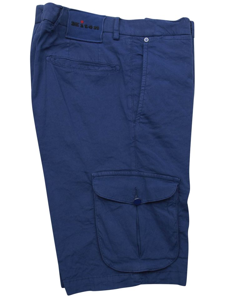 Kiton Kiton Blue Linen Cotton Ea Cargo Short Pants Blue 000
