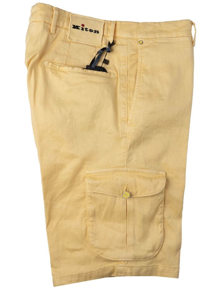 Kiton Kiton Yellow Linen Cotton Ea Cargo Short Pants Yellow 000