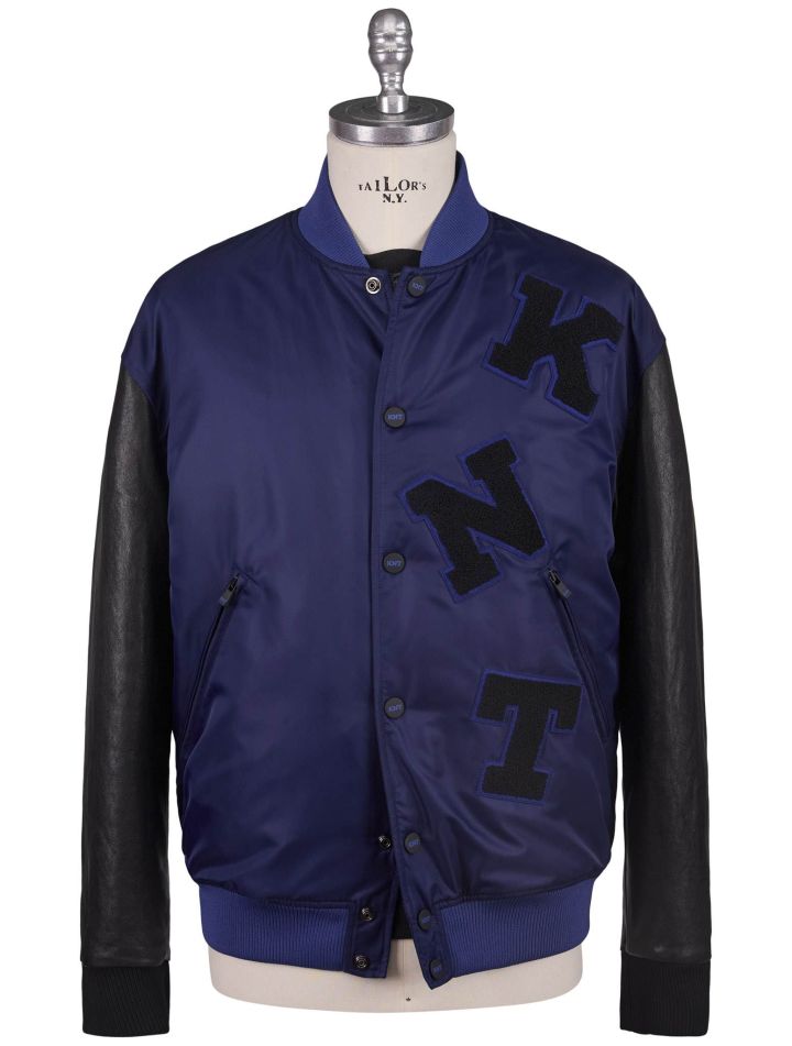 KNT Kiton Knt Blue Black PL Leather Coat Blue / Black 000