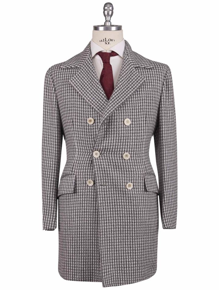 Kiton Kiton Gray White Cashmere Double Breasted Overcoat Gray / White 000