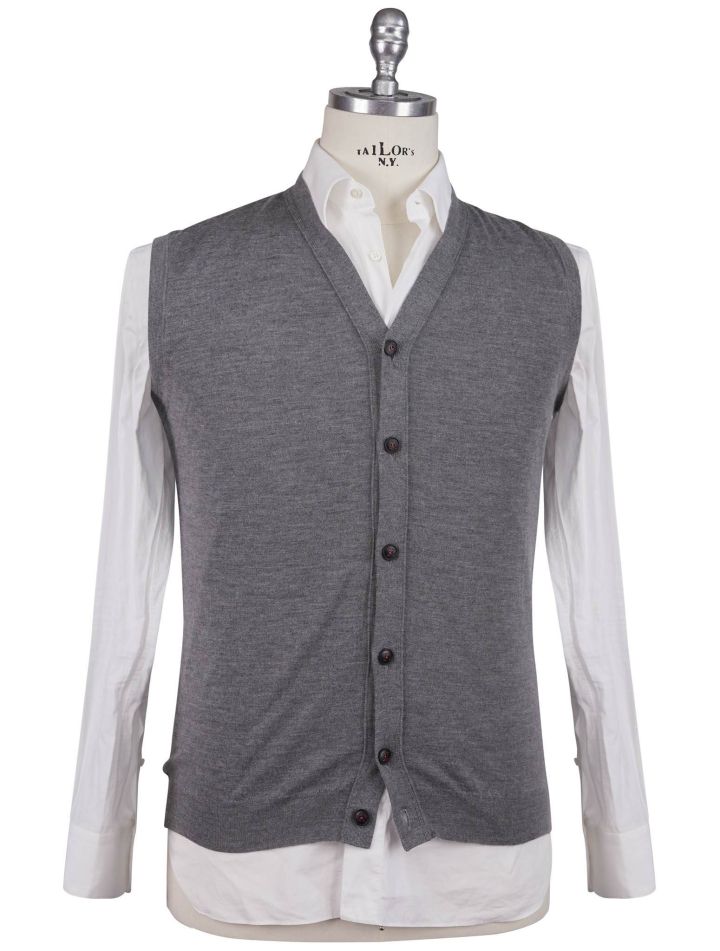 Kiton Kiton Gray Cashmere Silk Sweater Gilet Gray 000