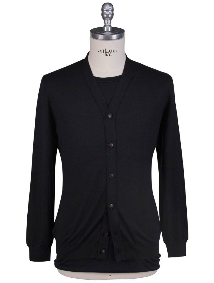 Kiton Kiton Black Cashmere Silk Sweater Cardigan Black 000